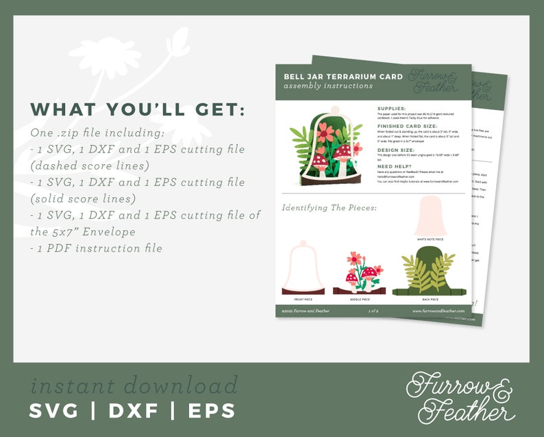 Bell Jar Terrarium Box Card Template 3D Papercut SVG Card Etsy