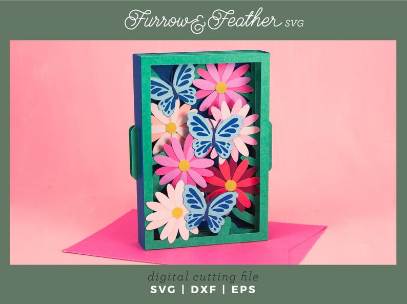 Daisies and Butterflies 3D Card SVG: Papercut Birthday Card (digital ...