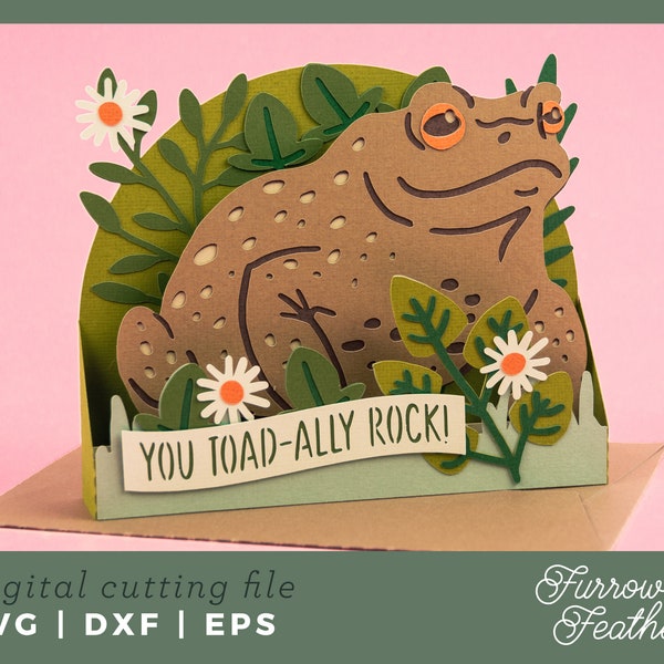 You Toad-ally Rock! Birthday Card | Pop Up Card SVG | 3D Papercut SVG Card Cut File | Cricut Silhouette DIY