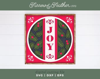 Christmas Joy Shadow Box | 3D Christmas Shadowbox SVG | Pliki do cięcia dla Cricut