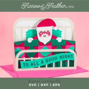 Papá Noel durmiendo la siesta - Tarjeta navideña SVG / Tarjeta desplegable SVG / Archivo de corte de tarjeta SVG de corte de papel 3D / Cricut Silhouette DIY