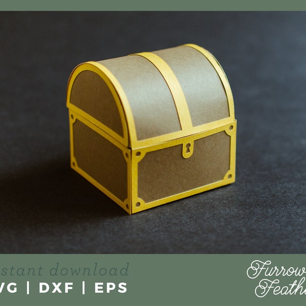 3D Treasure Chest Box Template | 3D Papercut SVG Box Cut File | Cricut Silhouette DIY