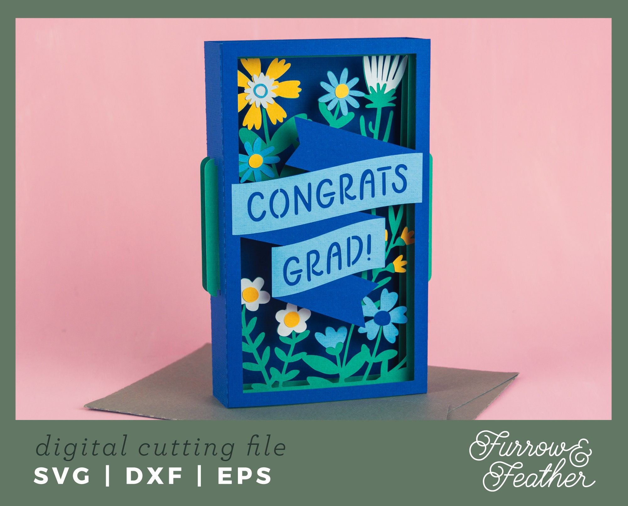 3D Graduation Card SVG: Floral Papercut Pop up Card (digital Download ...
