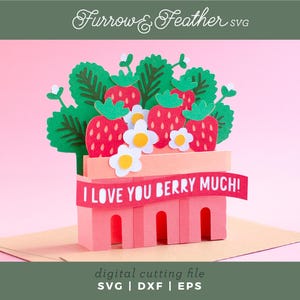 Strawberry Basket Card  | 3D Birthday Card SVG | 3D Papercut SVG Card Cut File | Cricut Silhouette DIY