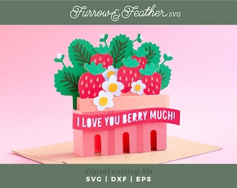 Strawberry Basket 3D Card SVG: Papercut Birthday Card (Digital Download)