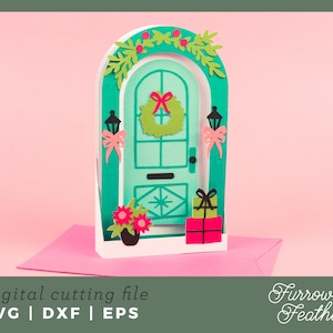 de Noël pour porte d'entrée | Carte pop-up SVG | 3D Papercut SVG carte coupe fichier | Cricut Silhouette DIY