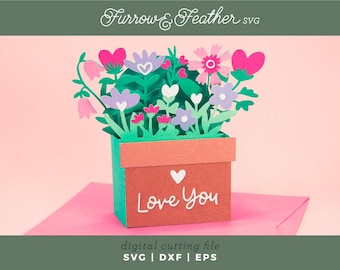 3D Wildflower Pop Up Card SVG: Mother's Day Papercut Design (Digital Download)