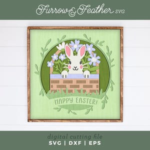 Easter Bunny in Basket Shadow Box | 3D Easter Shadowbox SVG | Rabbit Shadow Box | Files for Cricut