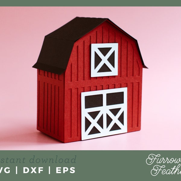 3D Barn Box Template | 3D Papercut SVG Box Cut File | Cricut Silhouette DIY