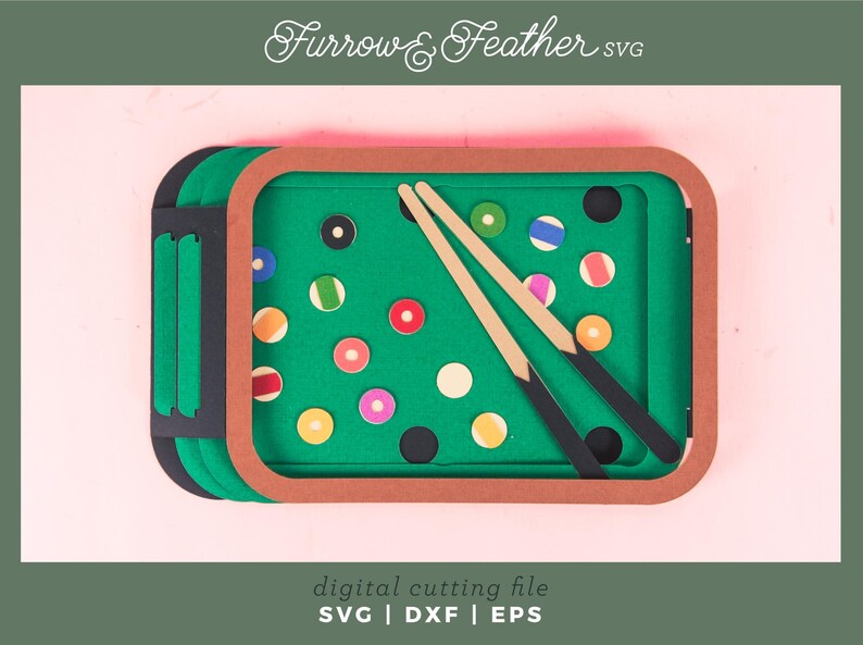 3D Pool Table Father's Day Card SVG: Papercut DIY (digital Download ...