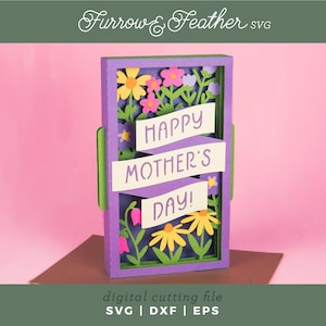 Happy Mother's Day Card | 3D Floral Mother's Day Card SVG | 3D Papercut SVG Card Cut File | Cricut Silhouette DIY