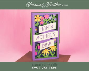 3D Floral Mother's Day Card SVG: Papercut Cricut File (Digital Download)
