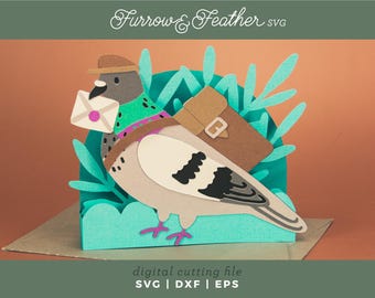 Carrier Pigeon 3D Card SVG File: Papercraft DIY, Cricut & Silhouette (Digital Download)