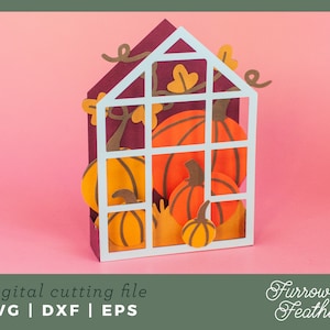 Modèle de carte de boîte de serre de citrouille d'Halloween | Fichier de coupe de carte SVG Papercut 3D | Cricut Silhouette DIY
