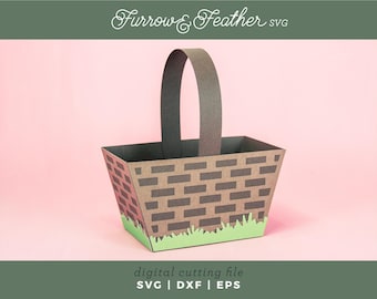 Cesta de Páscoa 3D | Decoração de Páscoa SVG | Arquivo de corte SVG de corte de papel 3D | Cricut Silhouette DIY