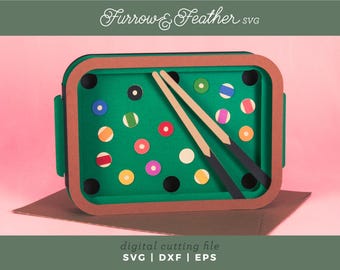 3D Pool Table Father's Day Card SVG: Papercut DIY (Digital Download)