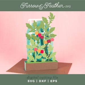 treillis aux tomates cerises | Carte pop-up d'été SVG | 3D Papercut SVG carte coupe fichier | Cricut Silhouette DIY