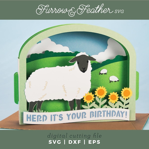 Funny Sheep Birthday Card SVG: 3D Cricut Papercut File (Digital Download)