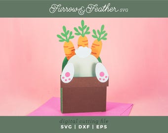 Tarjeta de Conejo de Pascua con Zanahoria: SVG 3D (Descarga digital)