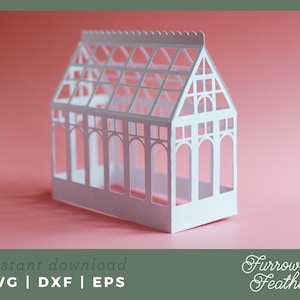 Plantilla de caja de invernadero 3D / Archivo de corte SVG de corte de papel 3D / Cricut Silhouette DIY
