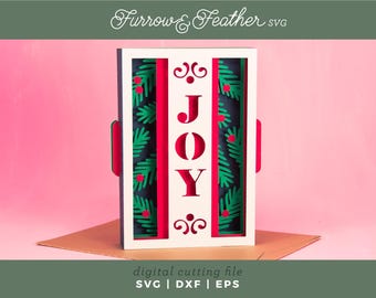 Tarjeta navideña desplegable SVG: Papercraft 3D (Descarga digital)
