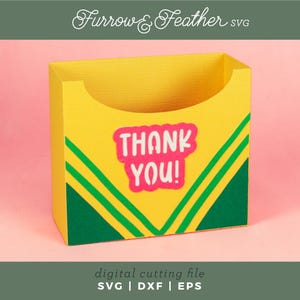 Caja de crayones 3D (tapa abierta) / Caja de regalo para maestros, SVG de agradecimiento para maestros / Archivo de corte SVG de caja 3D / Silueta de Cricut DIY