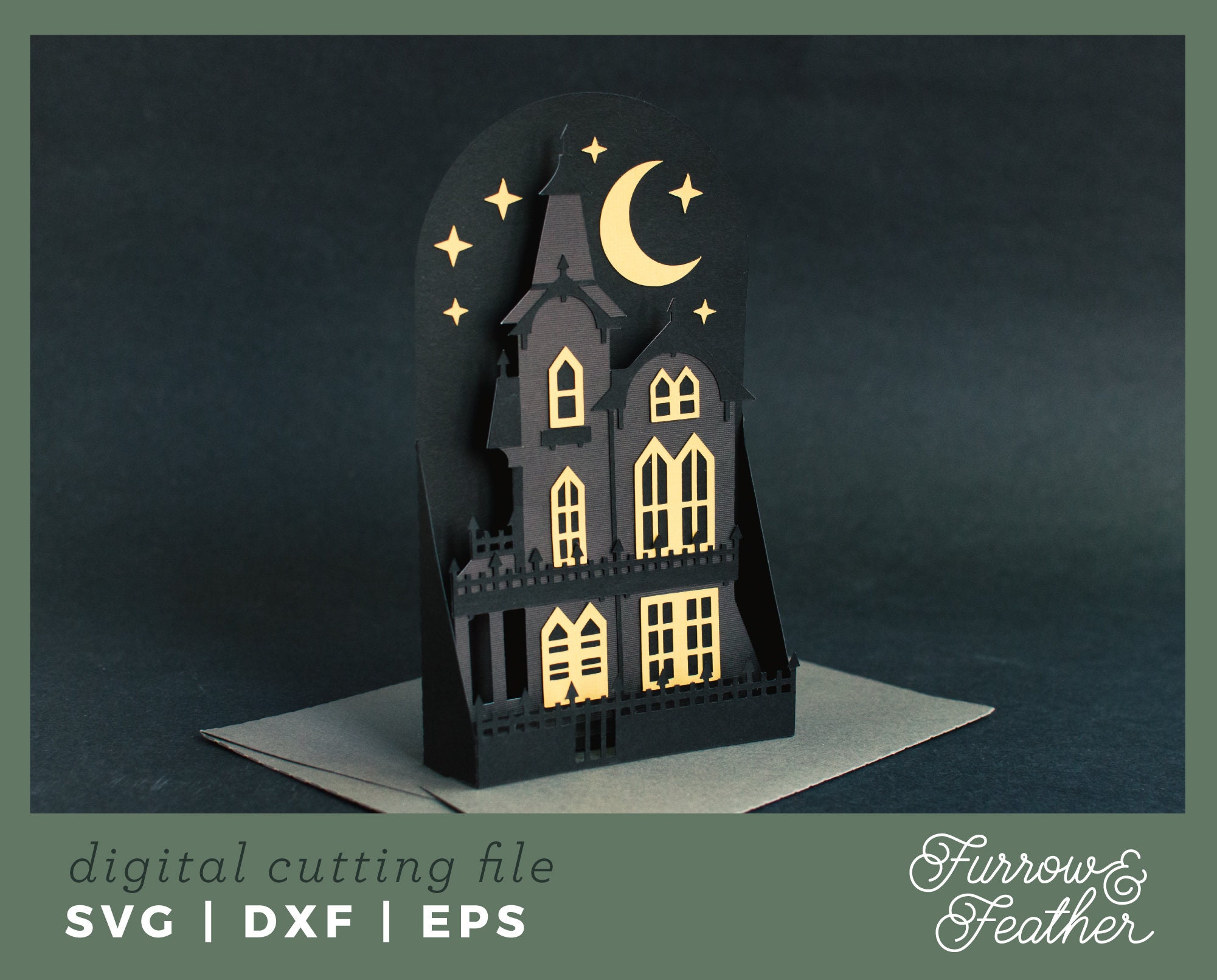 Halloween Haunted House Box Card Template 3D Papercut SVG Etsy Halloween Haunted House Box Card Template 3D Papercut SVG Etsy