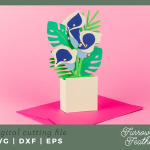 Mother's Day Calla Lily Flower Bouquet | Pop Up Card SVG | 3D Papercut SVG Card Cut File | Cricut Silhouette DIY