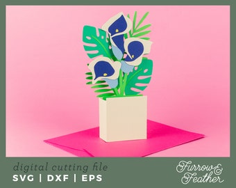 Calla Lily Pop Up Card SVG: 3D Papercut Template (Digital Download)