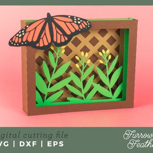 Butterfly Milkweed Box Card Template | 3D Birthday Card SVG | 3D Papercut SVG Card Cut File | Cricut Silhouette DIY