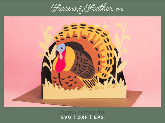 3D Turkey Thanksgiving Card SVG: Pop Up Design (Digital Download)