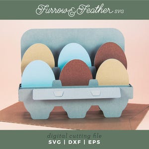 Chicken Egg Carton Card | Backyard Chickens Card SVG | 3D Papercut SVG Card Cut File | Cricut Silhouette DIY