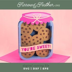 Vous êtes adorable ! Carte en forme de boîte à biscuits | Toute carte d'occasion SVG | 3D Papercut SVG carte coupe fichier | Cricut Silhouette DIY