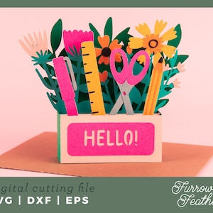 Crafty Wildflowers | Pop Up Card SVG | 3D Papercut SVG Card Cut File | Cricut Silhouette DIY
