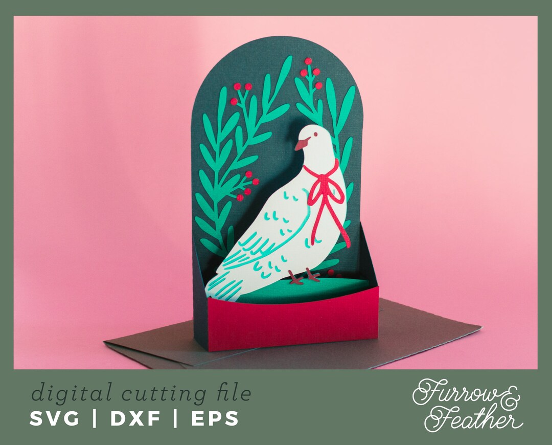 Christmas Dove Box Card Template | 3D Papercut SVG Card Cut File ...