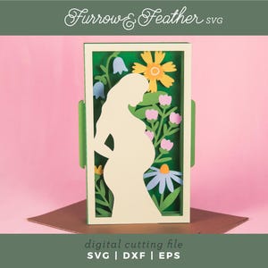 Elegante Schwangerschaftskarte mit Blumen | 3D Baby Shower Karte SVG | 3D Papierschnitt SVG Karte Schnitt Datei | Cricut Silhouette DIY