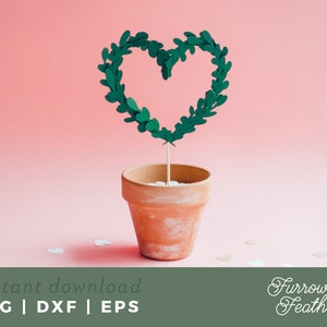 Plantilla de corte en papel de topiario de corazón / Archivo de corte SVG 3D para el día de San Valentín / Para Cricut Silhouette