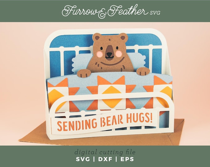Get Well Bear Card in A Box 3D SVG - Etsy Canada