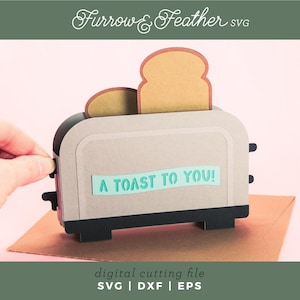 Tarjeta de tostadora 3D / Tarjeta desplegable SVG / Archivo de corte de tarjeta SVG de corte de papel 3D / Cricut Silhouette DIY