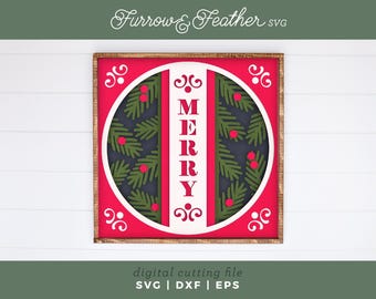 Christmas 'Merry' Shadow Box | 3D Christmas Shadowbox SVG | Cutting Files for Cricut