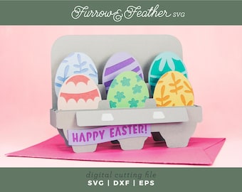 3D Easter Egg Carton Card SVG: Papercut Cricut Silhouette (Digital Download)