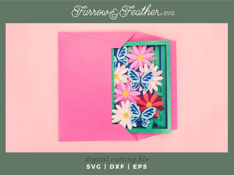 Daisies and Butterflies 3D Card SVG: Papercut Birthday Card (digital ...