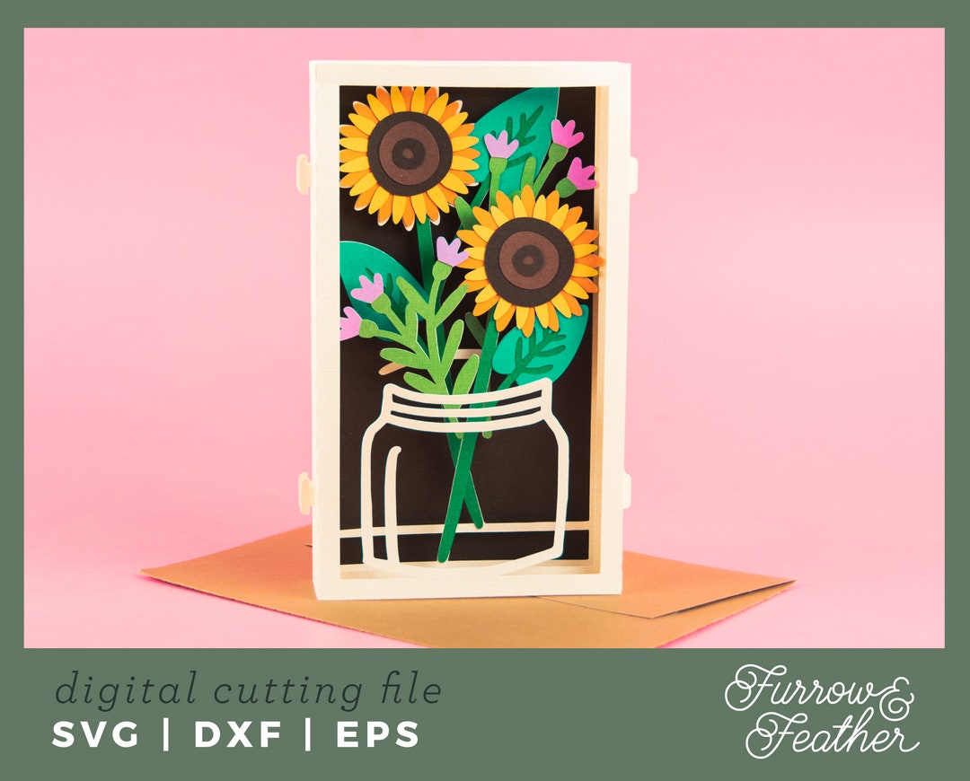 Sunflower Bouquet Pop up Card SVG: 3D Papercut Template (digital ...