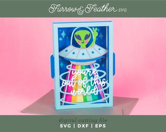 3D UFO Spaceship Birthday Card SVG File: Cricut & Silhouette (Digital Download)