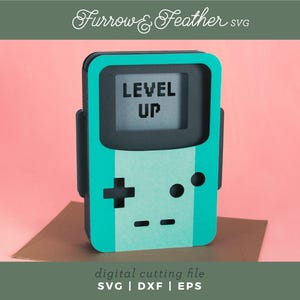 Tarjeta de juego Level Up / Tarjeta de cumpleaños de jugador 3D SVG / Archivo de corte de tarjeta SVG de corte de papel 3D / Cricut Silhouette DIY