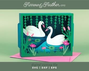 Elegant Swan Wedding Card SVG: 3D Papercut DIY (Digital Download)
