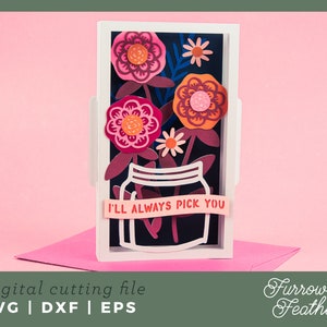 Moederdagkaart SVG | I'll Always Pick You | Mod. bloemboeketkaart | Cricut silhouet DIY