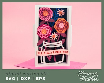 Mother's Day Flower Card SVG: DIY Bouquet, Cricut Silhouette (Digital Download)