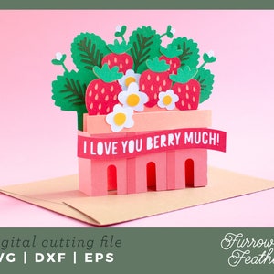 Mother's Day Strawberry Basket | Pop Up Card SVG | 3D Papercut SVG Card Cut File | Cricut Silhouette DIY