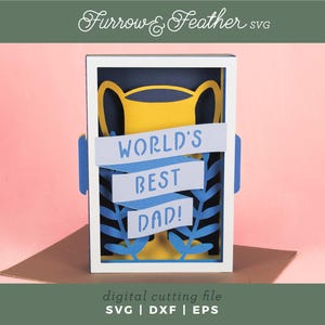 Trophée du meilleur papa du monde | Carte de fête des pères 3D SVG | 3D Papercut SVG carte coupe fichier | Cricut Silhouette DIY